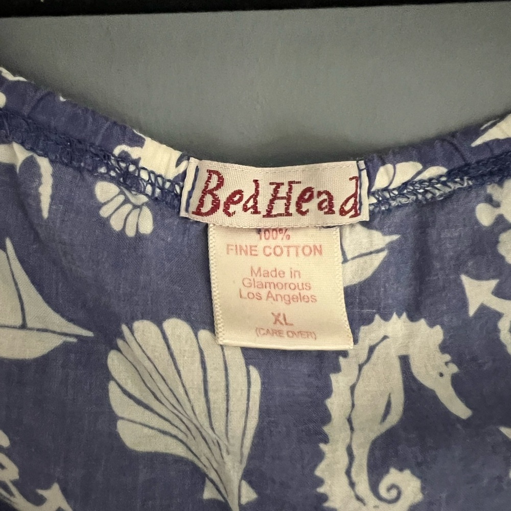 BedHead Blue Nautical XLSleeveless Tank Top Shell Button Top Bed Head Coastal - Picture 5 of 5